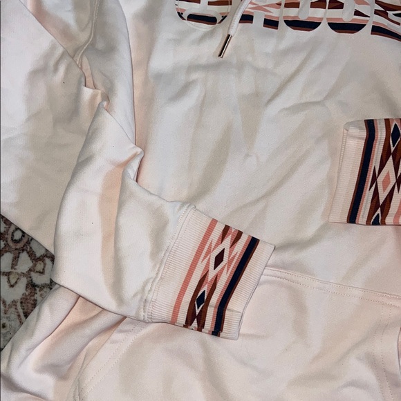 Aztec Patterned Hooey Hoodie in Cream and Pink - Picture 3 of 5